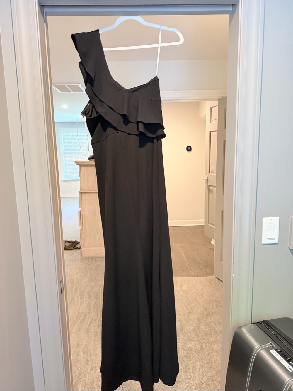 Lulu's One-Shoulder Black Ruffle Gown - Picture 2 of 8